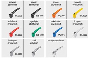 Klemmhebel Zinkdruckguss mit Innengewinde, Gewindeeinsatz Edelstahl